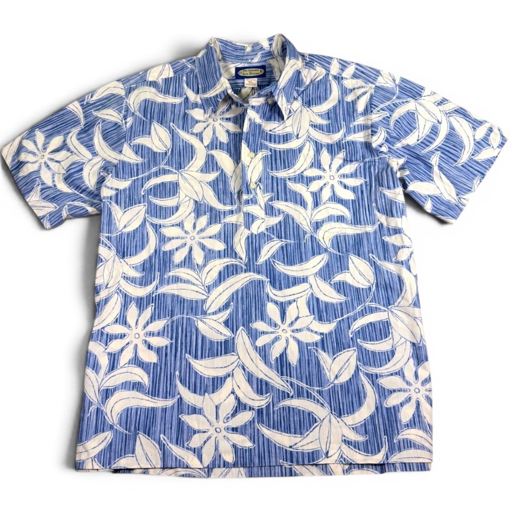VTG Reyn Spooner x Phil Edwards XL Floral Reverse Print Popover Hawaiian Shirt